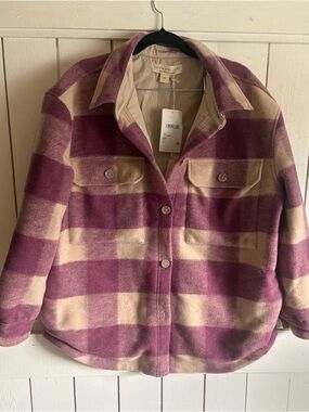 saltwater LUXE Plaid Utility Jacket in Mauve and Cream